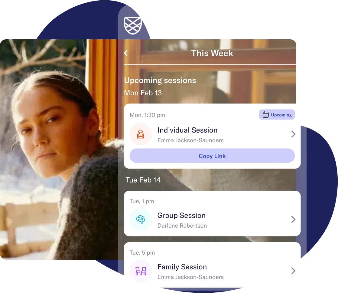 Screenshot of a therapy schedule user interface