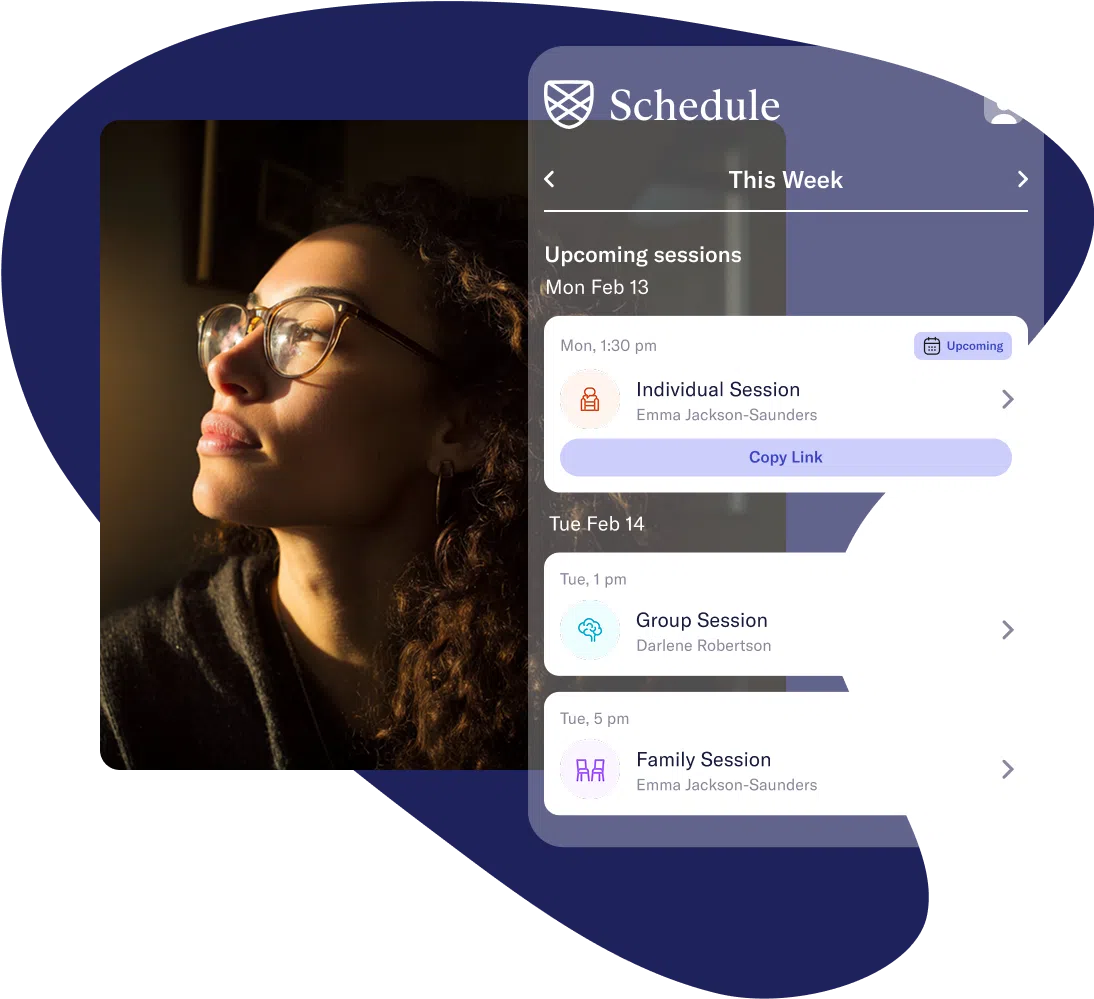 Screenshot of a therapy schedule user interface